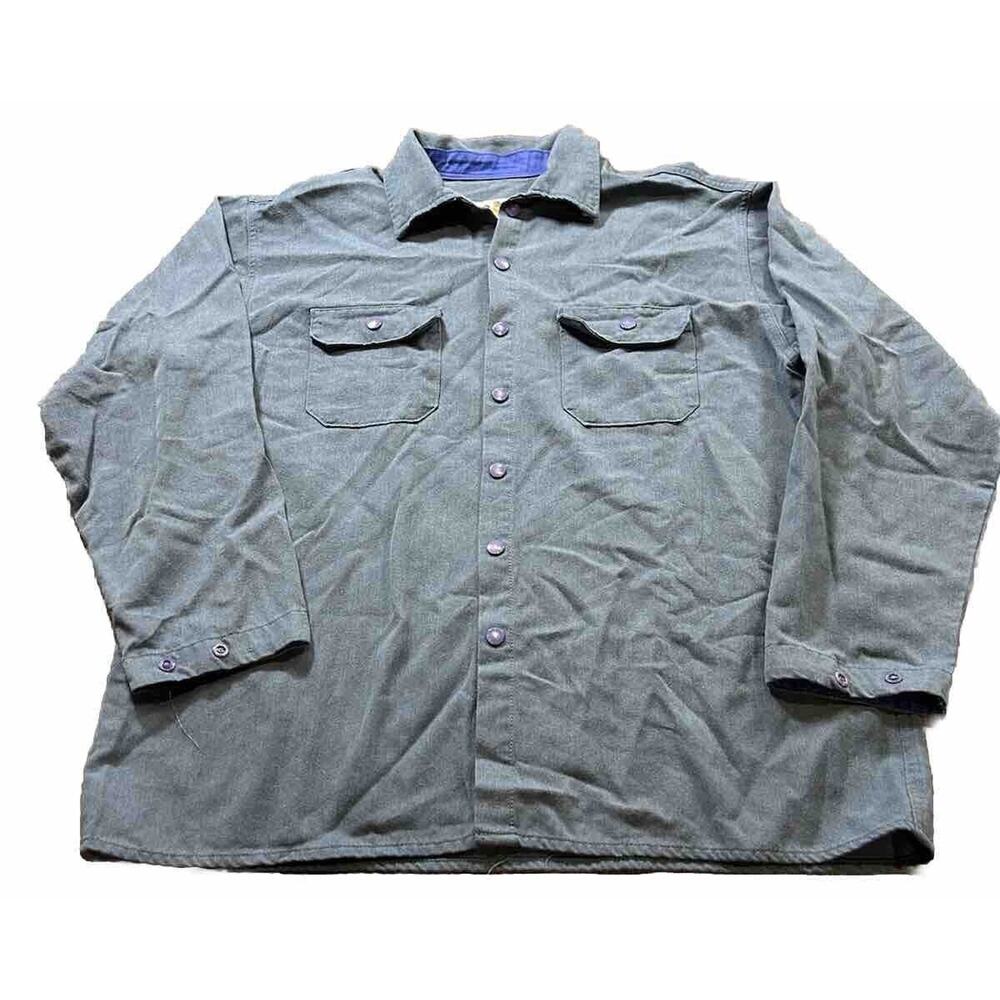 Flame Resistant Oasis Work Shirts Pearl Snap Long Sleeve Cobalt‎ Blue Men’s XL